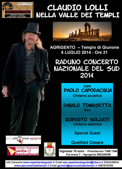 Claudio Lolli in Concerto ad Agrigento 5 Luglio 2014 - Valle dei Templi