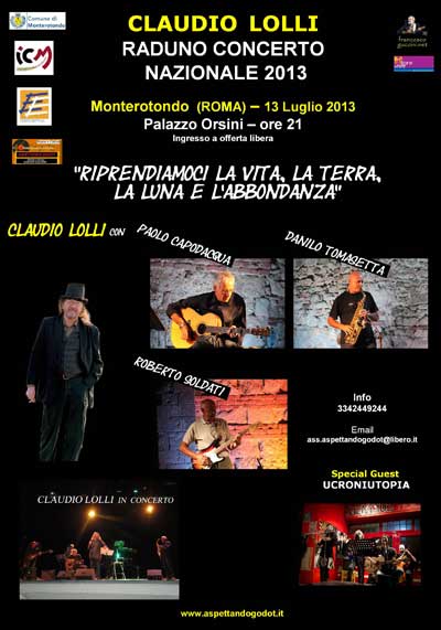 Claudio Lolli in Concerto Nazionale Monterotondo (Roma) 13 Luglio 2013